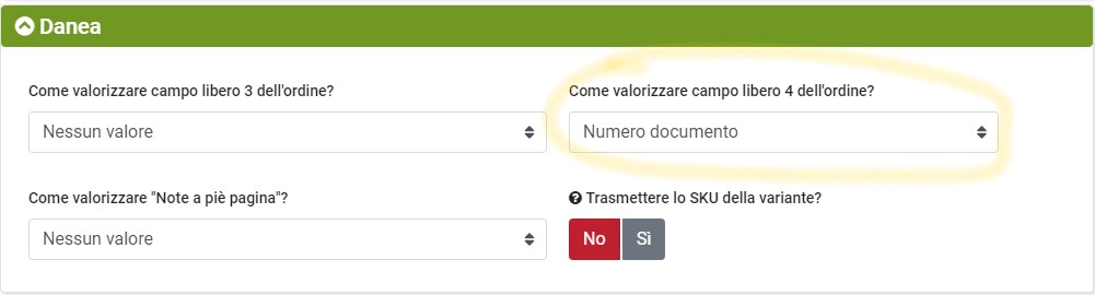 danea scarica ordini config1