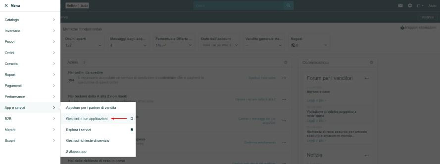 gestisci app amazon small