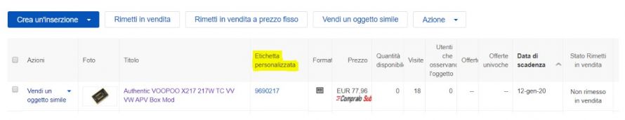 thumb ebay scarico inserzioni etichetta personalizzata