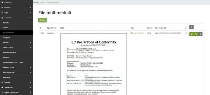 ebay certifycate conformity sample