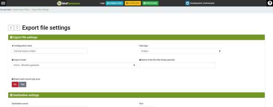 configurazione import file