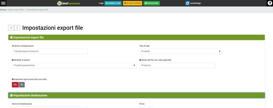 configurazione import file