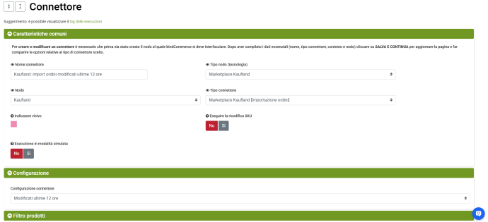 kaufland connettore import ordini