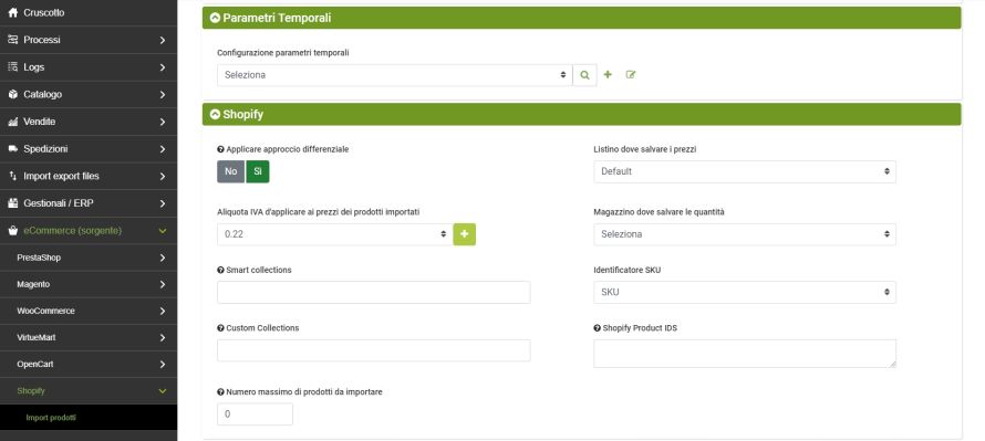ulteriori config shopify