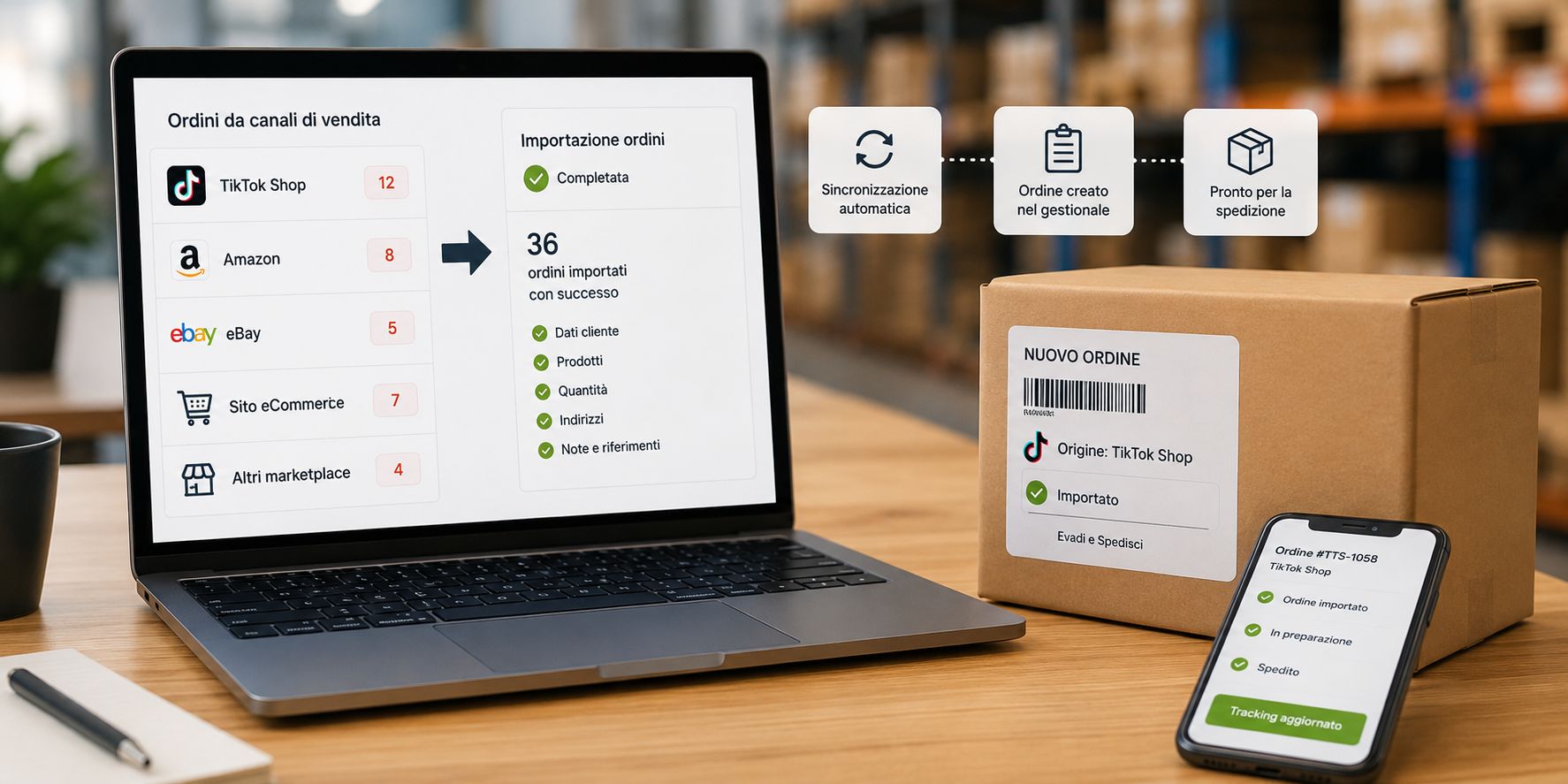 Aggiornamento tracking e spedizioni nei canali di vendita