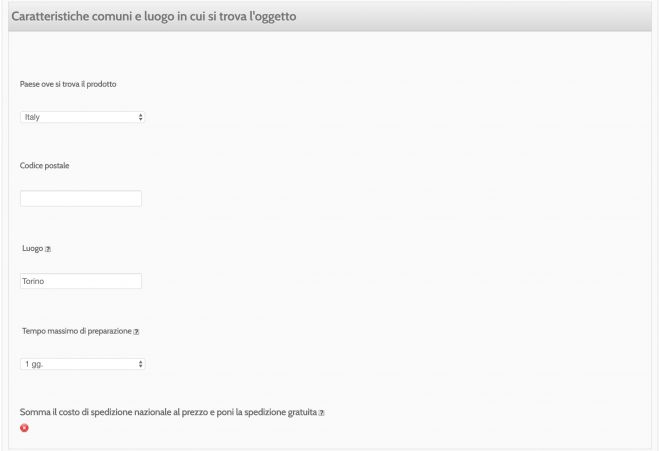 Condizioni di spedizione ebay