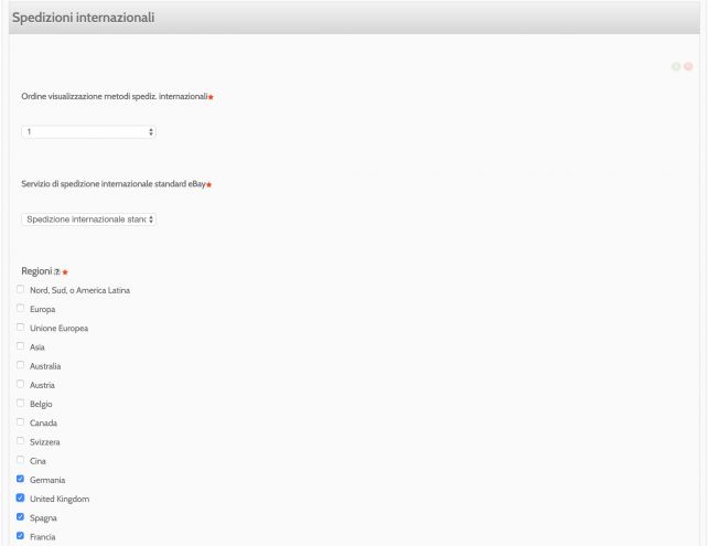 Condizioni di spedizione internazionali ebay