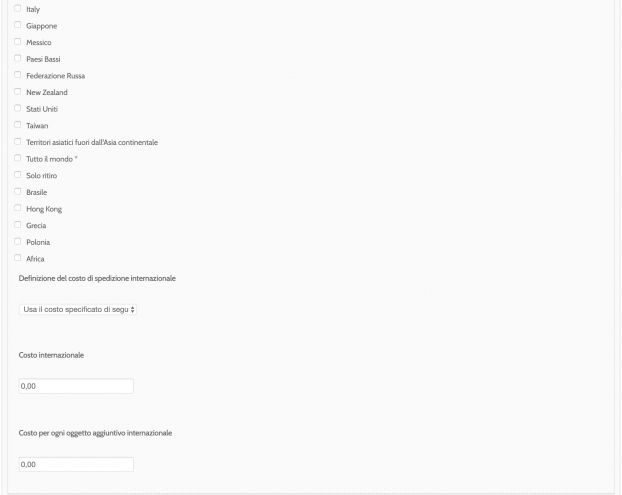 Condizioni di spedizione internazionali ebay